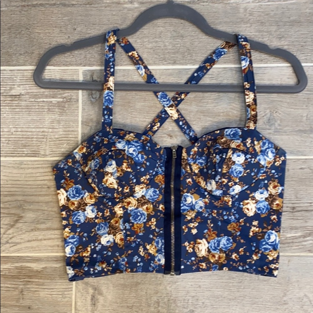 Blue floral crop top